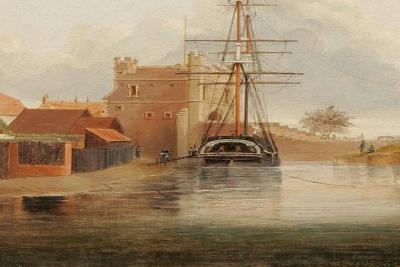 Oil painting of the port of King's Lynn